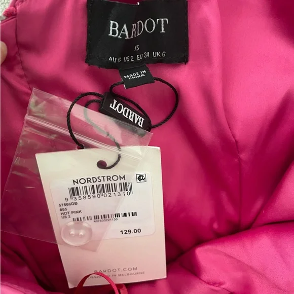 NWT Bardot Mariella One-Shoulder Puff Sleeve Faux Leather Minidress - Picture 5 of 7